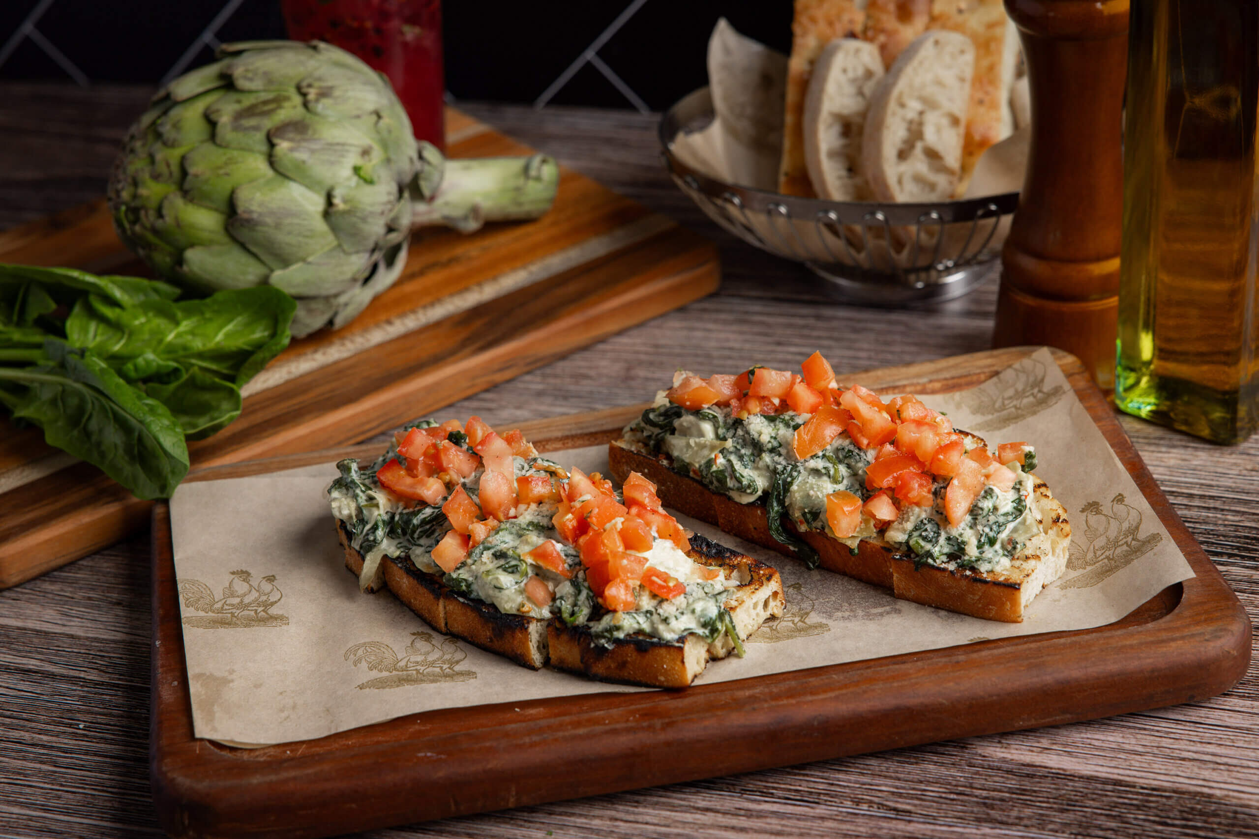 Spinach Artichoke Bruschetta